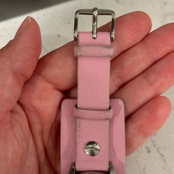 Vintage Fossil JR8295 Big Tic Watch Women Pink leather Band 32mm - Picture 4 of 8